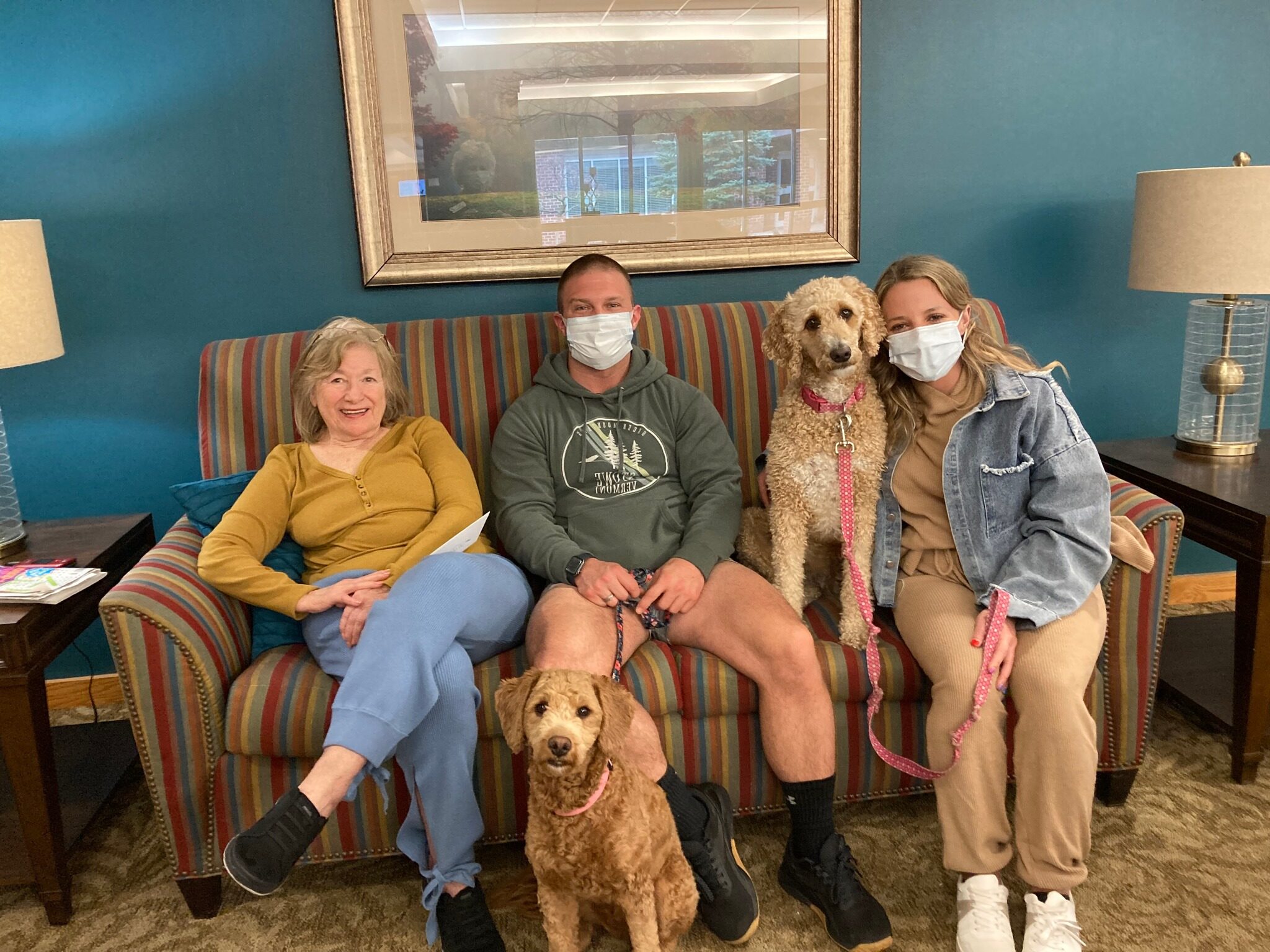 Family and pets at The KentRidge Senior Living in Kent, OH