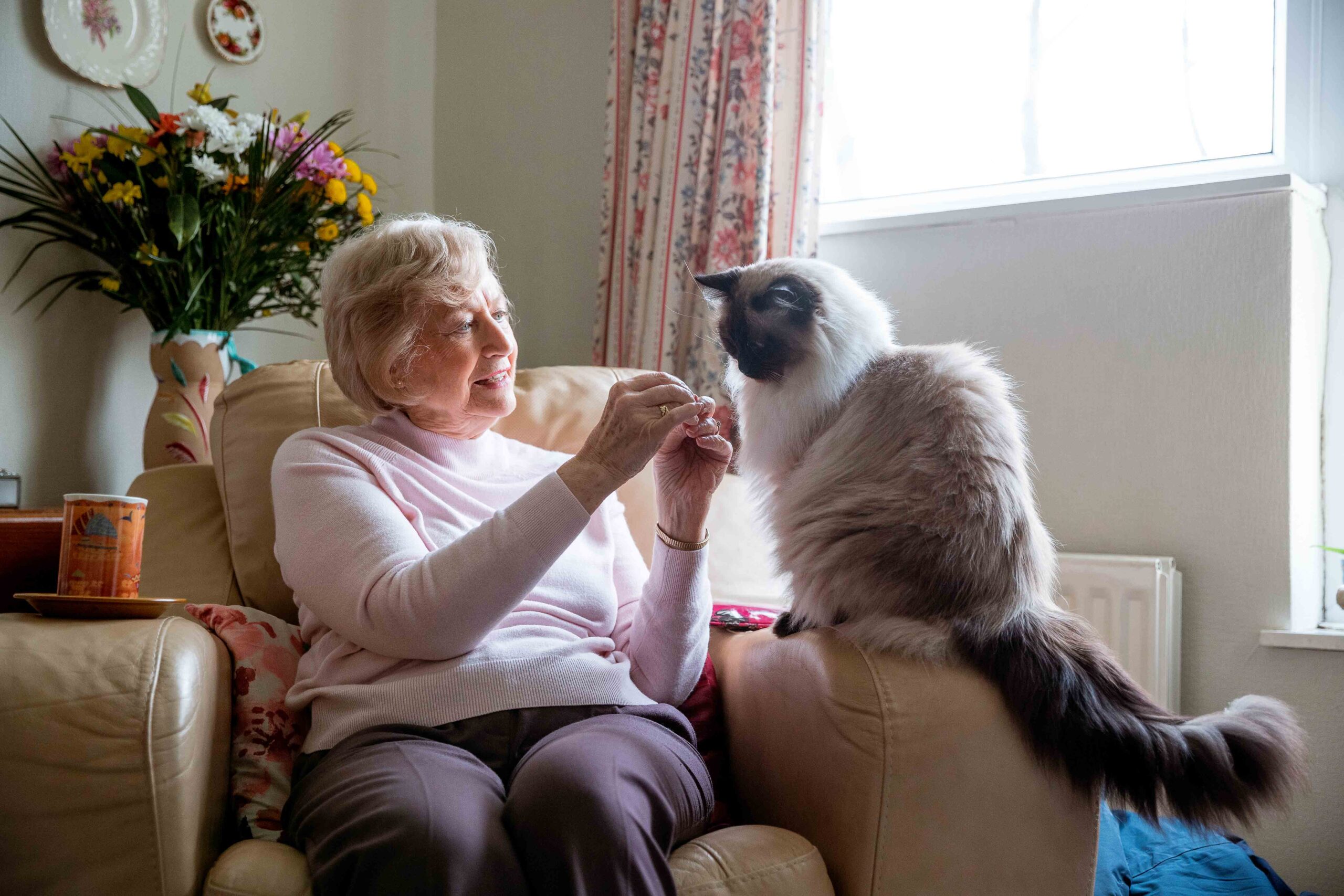Resident with pet at The KentRidge Senior Living in Kent, OH